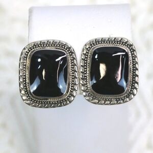 925 Silver and Black Onyx Clip-On Earrings